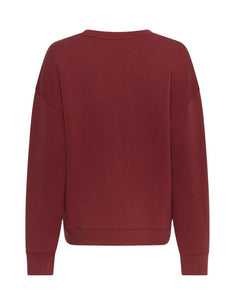 Ima Q Pullover Syrah von MSCH Copenhagen, mit rundem Halsausschnitt, überschnittenen Schultern und lockeren Ärmeln, aus LENZING™ ECOVERO™-Viskosemix – moderner, bequemer Alltags-Pullover