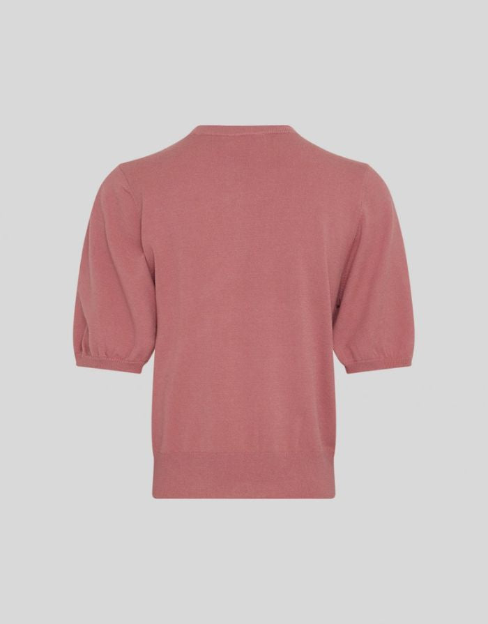  MSCH Copenhagen Pullover Sefika Rachelle 2/4 Faded Rose mit Rundhalsausschnitt und kurzen Ärmeln.