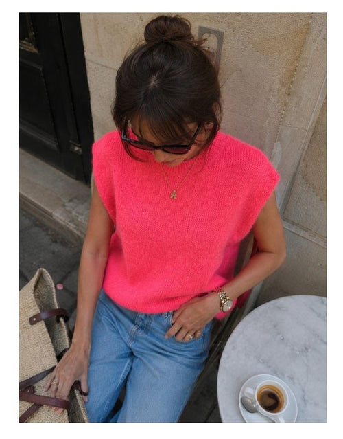 Ärmelloser Pullunder Coralle von MAËLYS PARIS aus Kid Mohair mit Rundhalsausschnitt und weicher Strickqualität.