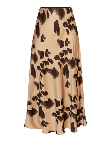 Clarette Rock Irida von MSCH Copenhagen in Iced Coffee Leo – fließender Maxirock mit Leopardenmuster, elastischem Bund und weichem Viskosemix. Stylisch, bequem und vielseitig kombinierbar.
