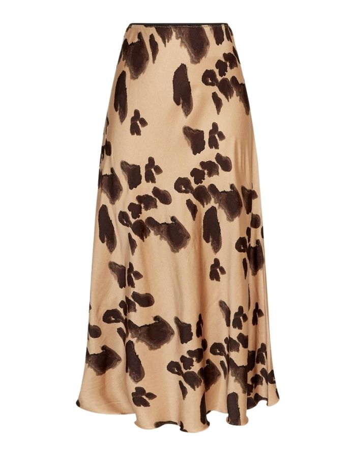 Clarette Rock Irida von MSCH Copenhagen in Iced Coffee Leo – fließender Maxirock mit Leopardenmuster, elastischem Bund und weichem Viskosemix. Stylisch, bequem und vielseitig kombinierbar.