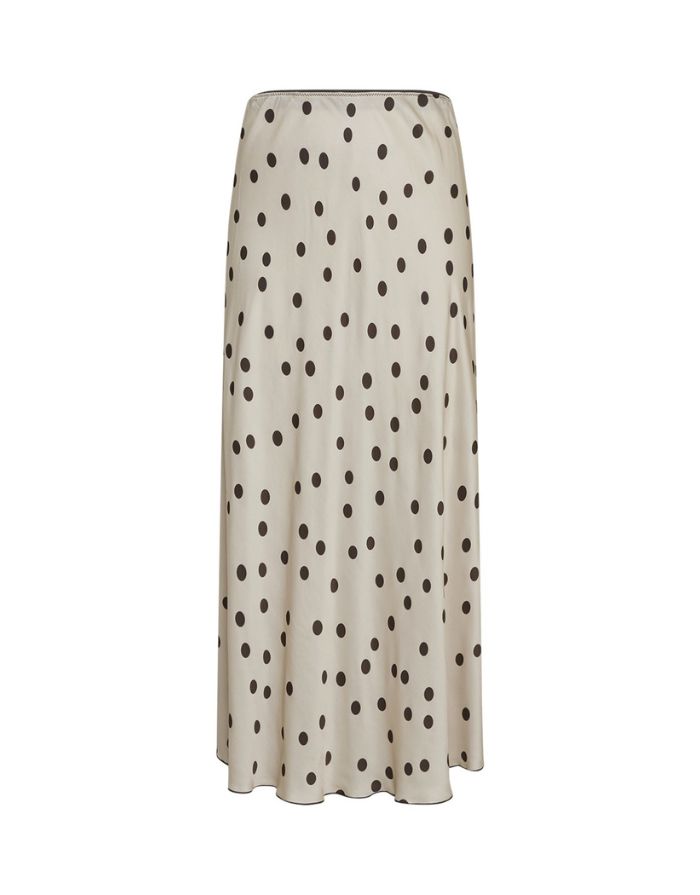 MSCH Copenhagen Clarette Irida Rock Peyote Dot in Creme mit dunkelbraunem Punktmuster und fließender A-Linie