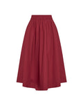MSCH Copenhagen Rock Lenna Rhubarb in Rot mit elastischem Bund und weiter Midi-Silhouette.