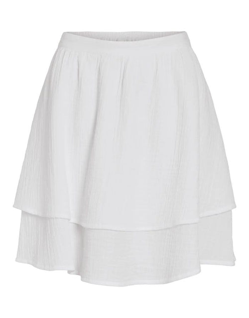 Vila Vilania HW Skirt Cloud Dancer, weißer Shorts Rock aus Bio Baumwolle, knielanger Damen Rock mit High Waist Passform