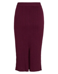  VILA Rock Rib Midi Knit Vinelly in der Farbe Fig – figurbetonter Midi-Strickrock in Rippoptik
