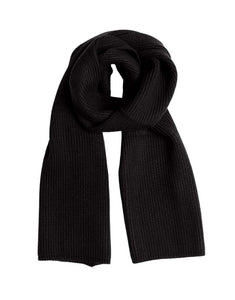 MSCH Copenhagen Schal Galine Rachelle in Black – weicher Rippstrickschal in tiefem Schwarz, stilvoll und warm für die Winterzeit.