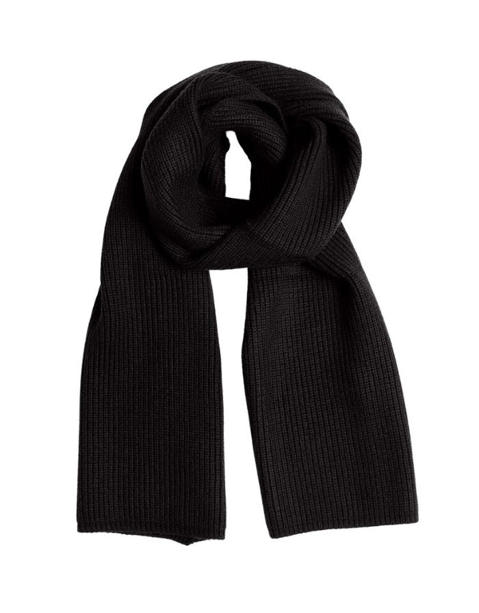 MSCH Copenhagen Schal Galine Rachelle in Black – weicher Rippstrickschal in tiefem Schwarz, stilvoll und warm für die Winterzeit.