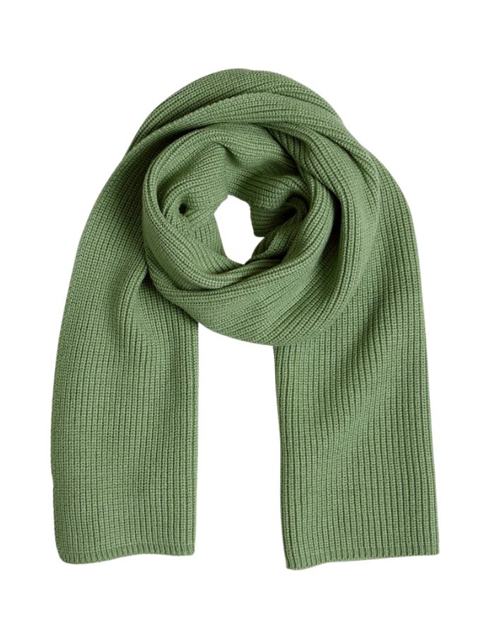 MSCH Copenhagen Schal Galine Rachelle in Green Eyes Melange – weicher Rippstrickschal in Grün, stilvoll und warm für die Winterzeit.