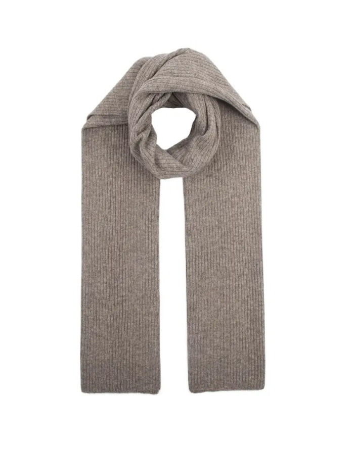 Schal Rippstrick in Taupe aus Acryl-Woll-Mischung mit einfarbiger Rippstruktur