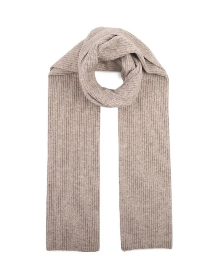 Schal Rippstrick in Taupe aus Acryl-Woll-Mischung mit einfarbiger Rippstruktur