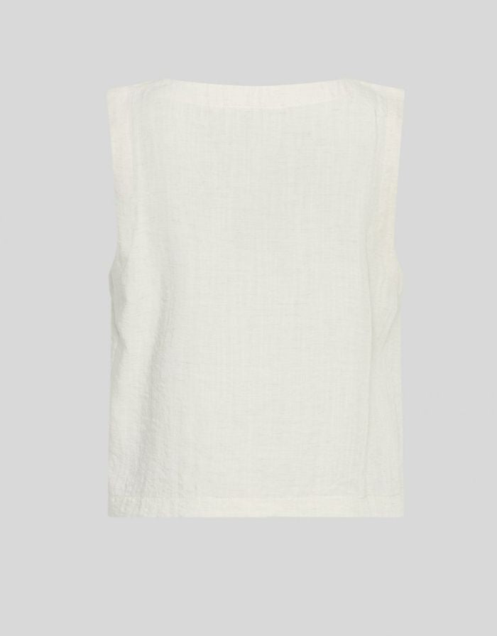 MSCH Copenhagen Shirt Daria SL Sand Melange in Beige mit V-Ausschnitt und Knopfleiste.