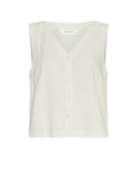 MSCH Copenhagen Shirt Daria SL Sand Melange in Beige mit V-Ausschnitt und Knopfleiste.