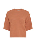 MSCh Copenhagen Shirt Lauralynn mit 2/4 Ärmeln in leichter Strickqualität in der Farbe Caramel von vorne
