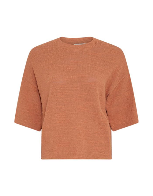 MSCh Copenhagen Shirt Lauralynn mit 2/4 Ärmeln in leichter Strickqualität in der Farbe Caramel von vorne
