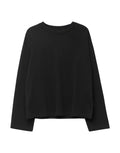 Schwarzes Loose Fit Long Sleeve Shirt von Gina Tricot mit lässiger Oversize-Passform, langen Ärmeln und klassischem Rundhalsausschnitt von vorne