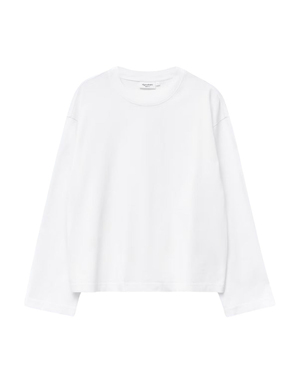 Weißes Loose Fit Long Sleeve Shirt von Gina Tricot mit lässiger Oversize-Passform, langen Ärmeln und klassischem Rundhalsausschnitt.