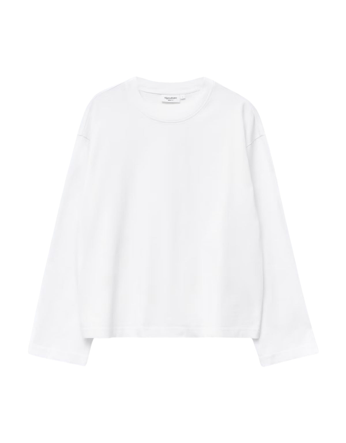 Weißes Loose Fit Long Sleeve Shirt von Gina Tricot mit lässiger Oversize-Passform, langen Ärmeln und klassischem Rundhalsausschnitt.