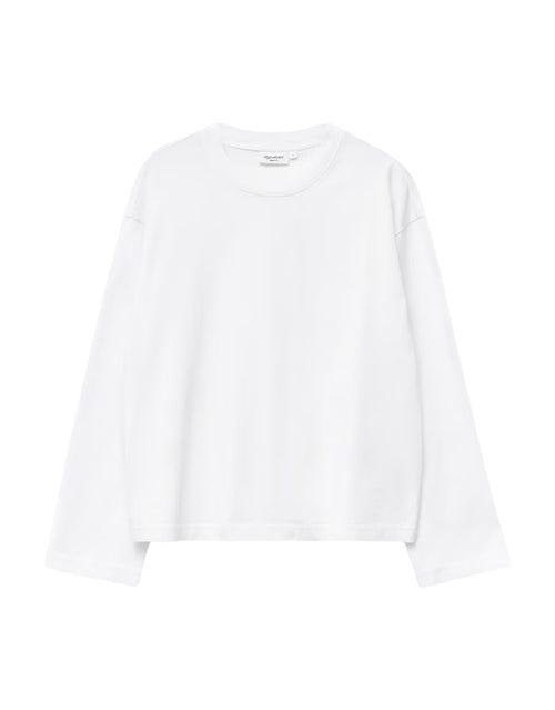 Weißes Loose Fit Long Sleeve Shirt von Gina Tricot mit lässiger Oversize-Passform, langen Ärmeln und klassischem Rundhalsausschnitt.