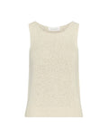 MSCH Copenhagen Top Vivika Hannalie SL Bleached Sand in Beige aus Bio-Baumwolle mit Rundhalsausschnitt.