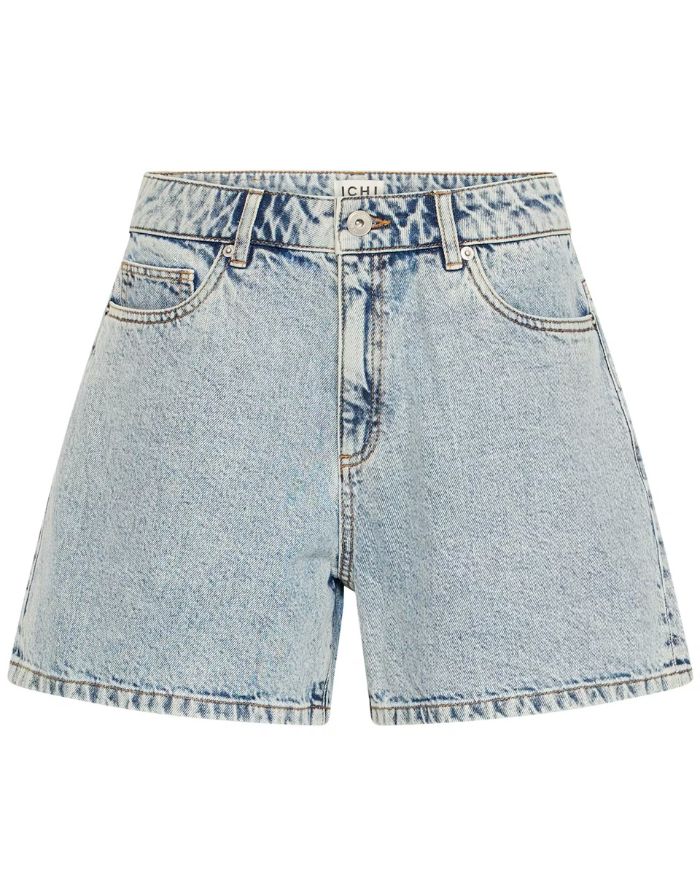 Ichi IHAVENY Denim Shorts Light Blue Bleached, Damen Jeansshorts aus Baumwolle mit hoher Taille, lockerem Schnitt und Five Pocket Design