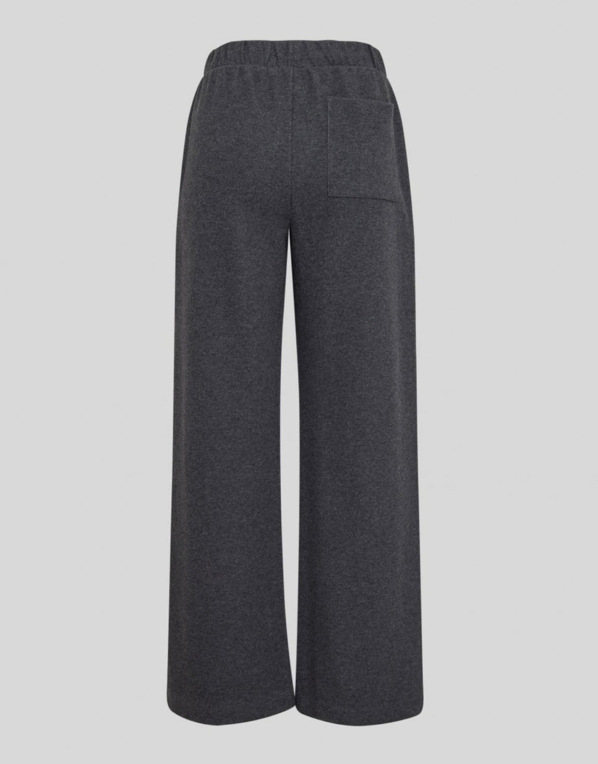 Graue MSCHMarletta Sweat Pants von MSCH Copenhagen mit elastischem Bund, weitem geradem Bein und seitlichen Taschen aus weichem Baumwollmix von hinten