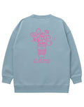 Liliput Sweatshirt Hellblau – Rückseite mit blühender Coffee Cup und Schriftzug