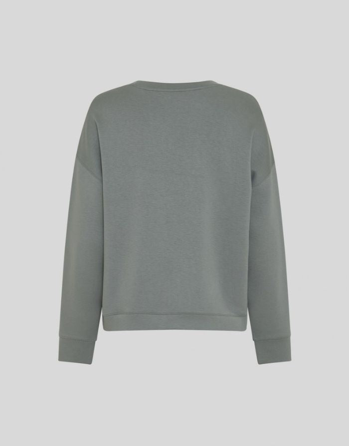 MSCH Copenhagen Sweatshirt Ima Q Laurel Wreath in Grün mit Rundhalsausschnitt und lockerer Passform.