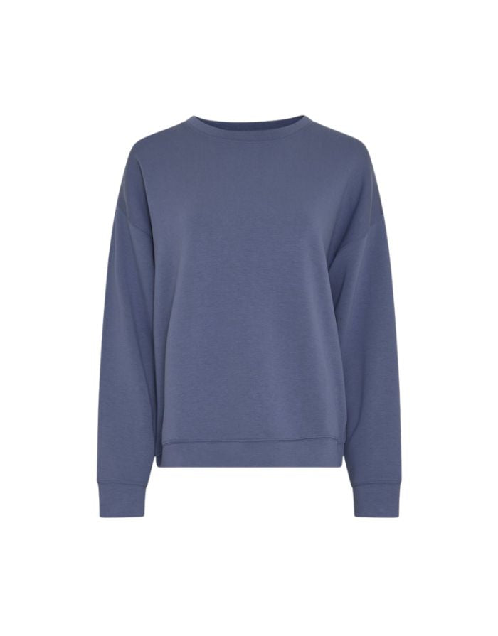 MSCH Copenhagen Sweatshirt Ima Q Laurel Wreath in Blau mit Rundhalsausschnitt und lockerer Passform.