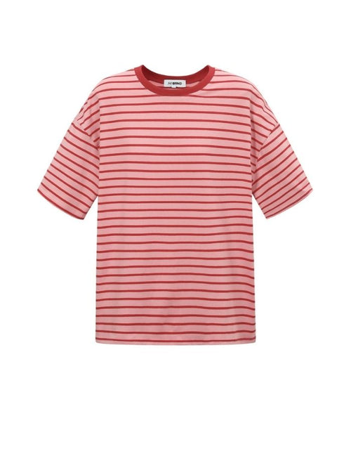Gestreiftes Blocked Striped Tee T-Shirt in Pink aus Baumwolle mit bequemer Passform für den Alltag.