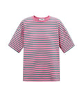Gestreiftes Blocked Striped Tee T-Shirt in Rosa/Grün aus Baumwolle mit bequemer Passform für den Alltag von vorne