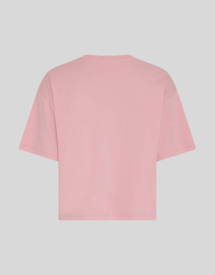  MSCH Copenhagen T-Shirt Moa Melea Candle Peach in cropped Schnitt aus Bio-Baumwolle.