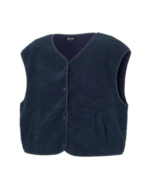 Nordlykk Teddyweste für Damen in Navy Blue, ärmellose Weste aus Polyester mit Fronttaschen und minimalistischer Passform