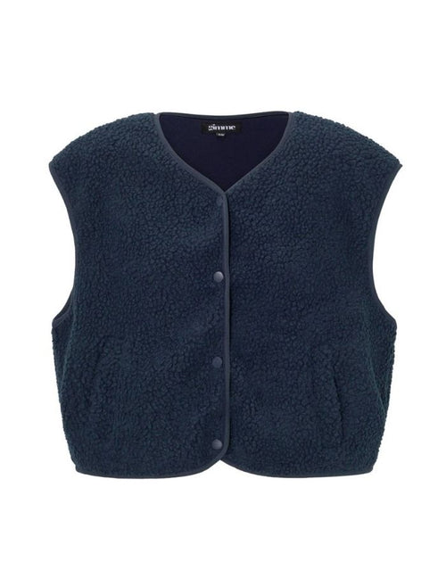 Nordlykk Teddyweste für Damen in Navy Blue, ärmellose Weste aus Polyester mit Fronttaschen und minimalistischer Passform