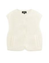 Laden Sie das Bild in den Galerie-Viewer, Nordlykk Teddyweste für Damen in Off-White, ärmellose Weste aus Polyester mit Fronttaschen und minimalistischer Passform
