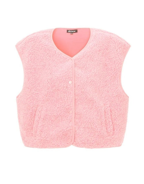 nordlykk Teddyweste für Damen in Pink, ärmellose Weste aus Polyester mit Fronttaschen und minimalistischer Passform