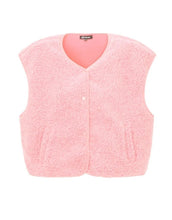 Laden Sie das Bild in den Galerie-Viewer, nordlykk Teddyweste für Damen in Pink, ärmellose Weste aus Polyester mit Fronttaschen und minimalistischer Passform

