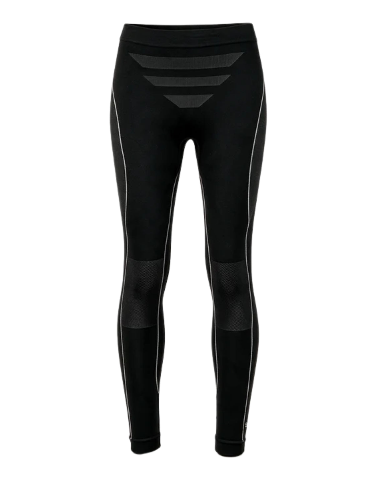 Schwarze Thermo Tights für Damen von SNOCKS aus elastischem, recyceltem Funktionsmaterial mit nahtloser Verarbeitung, breitem Bund und körpernaher Passform für kalte Tage.