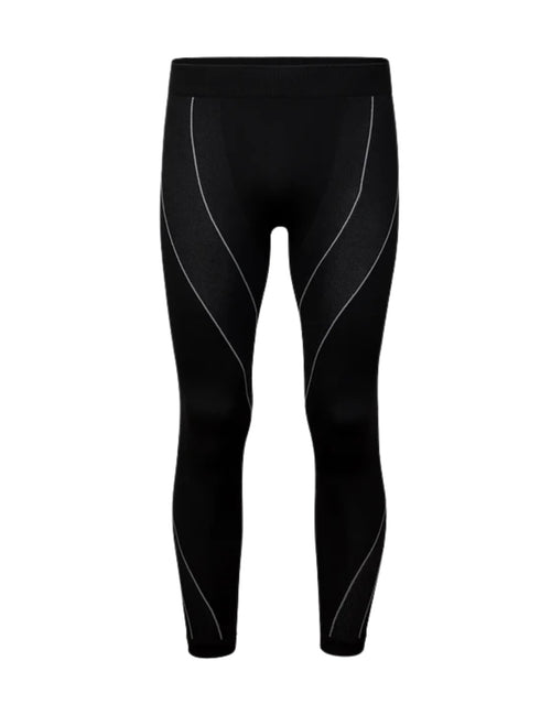 Schwarze Thermounterhose für Herren von SNOCKS aus elastischem, recyceltem Funktionsmaterial mit körpernaher Passform für angenehme Wärme an kalten Tagen.