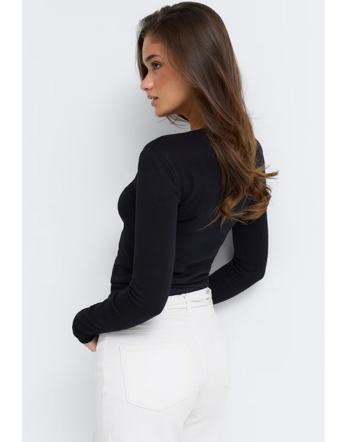 Tight Fit Long Sleeve Top I Black