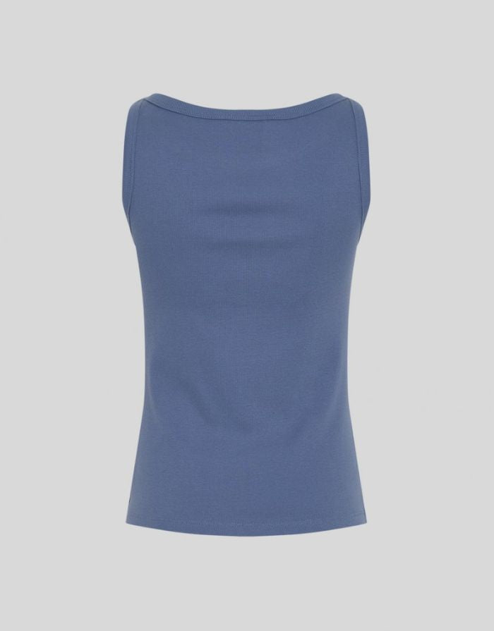 MSCH Copenhagen Top Gubbe Rasmia Vintage Indigo in Blau als ärmelloses Rippstrick-Top.