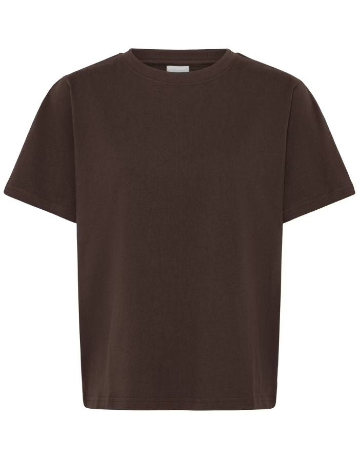 Ichi T-shirt Ihpalmer Loose in der Farbe Coffee Bean Braun als Freisteller von vorne