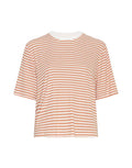Jana Tshirt von MSCH Copenhagen mit Boxy Fit und Streifen in Beige und Orange von vorne