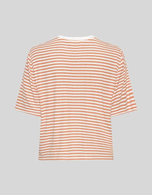 Jana Tshirt von MSCH Copenhagen mit Boxy Fit und Streifen in Beige und Orange von hinten