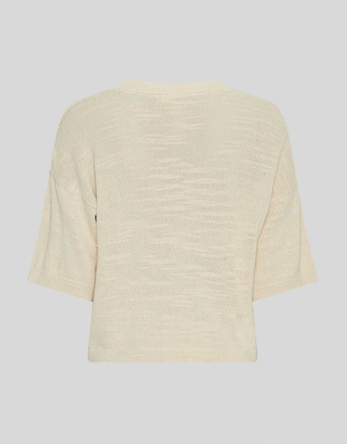 MSCH Copenhagen Shirt Lauralynn 2/4 in Bleached Sand mit lockerer Passform und feiner Strickstruktur.