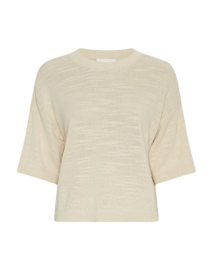 MSCH Copenhagen Shirt Lauralynn 2/4 in Bleached Sand mit lockerer Passform und feiner Strickstruktur.