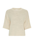 MSCH Copenhagen Shirt Lauralynn 2/4 in Bleached Sand mit lockerer Passform und feiner Strickstruktur.