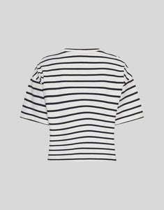 Leana T-Shirt Egret/Sky Cap von MSCH Copenhagen – boxy T-Shirt aus 100% Baumwolle, moderner Schnitt mit Farbakzent.
