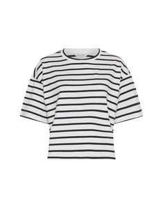 Leana T-Shirt Egret/Sky Cap von MSCH Copenhagen – boxy T-Shirt aus 100% Baumwolle, moderner Schnitt mit Farbakzent.
