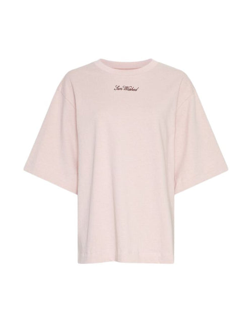MSCH Copenhagen T-Shirt Zalle Lotus in Hellrosa mit gesticktem Brustdetail Sun Washed und lockerer Passform.
