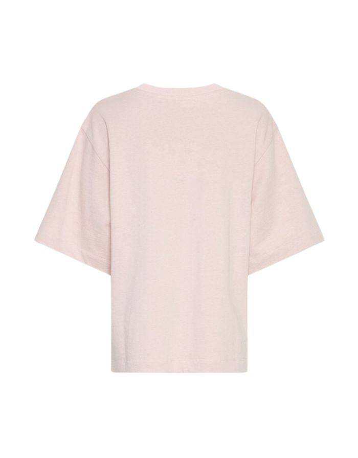 MSCH Copenhagen T-Shirt Zalle Lotus in Hellrosa mit gesticktem Brustdetail Sun Washed und lockerer Passform.